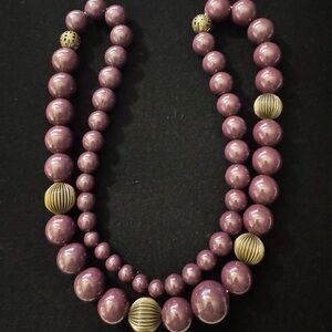 Elegant Purple Beaded Necklace with Gold Accents